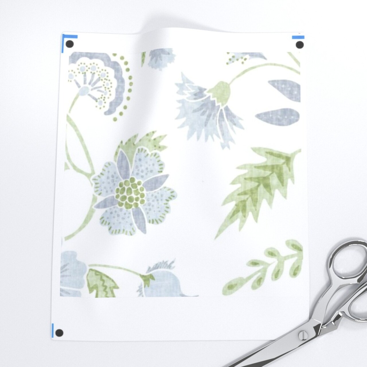 Boho Floral Modern Chintz Garden Vine Cottagecore Farmhouse Blue Green Custom Removable Wallpaper by Spoonflower Peel & Stick Wallpaper 2FT Wide